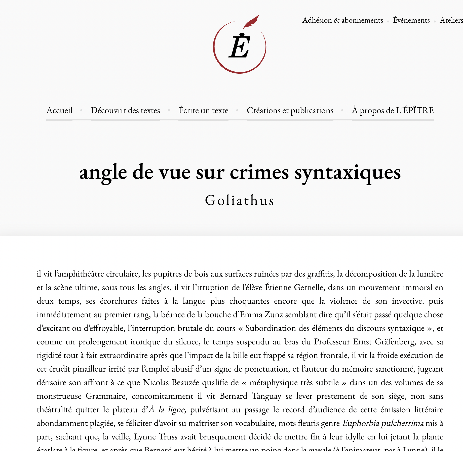 angle de vue sur crimes syntaxiques